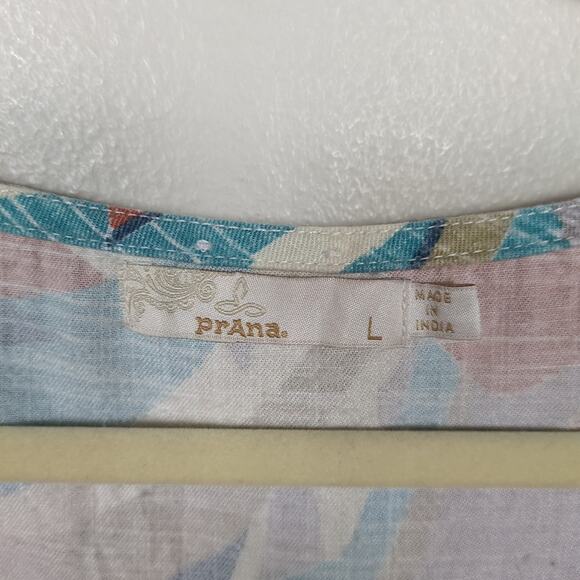 PRANA McKenzie Tank Tie Front Sleeveless Atlantic Paloma Print Women's Large - Picture 5 of 5